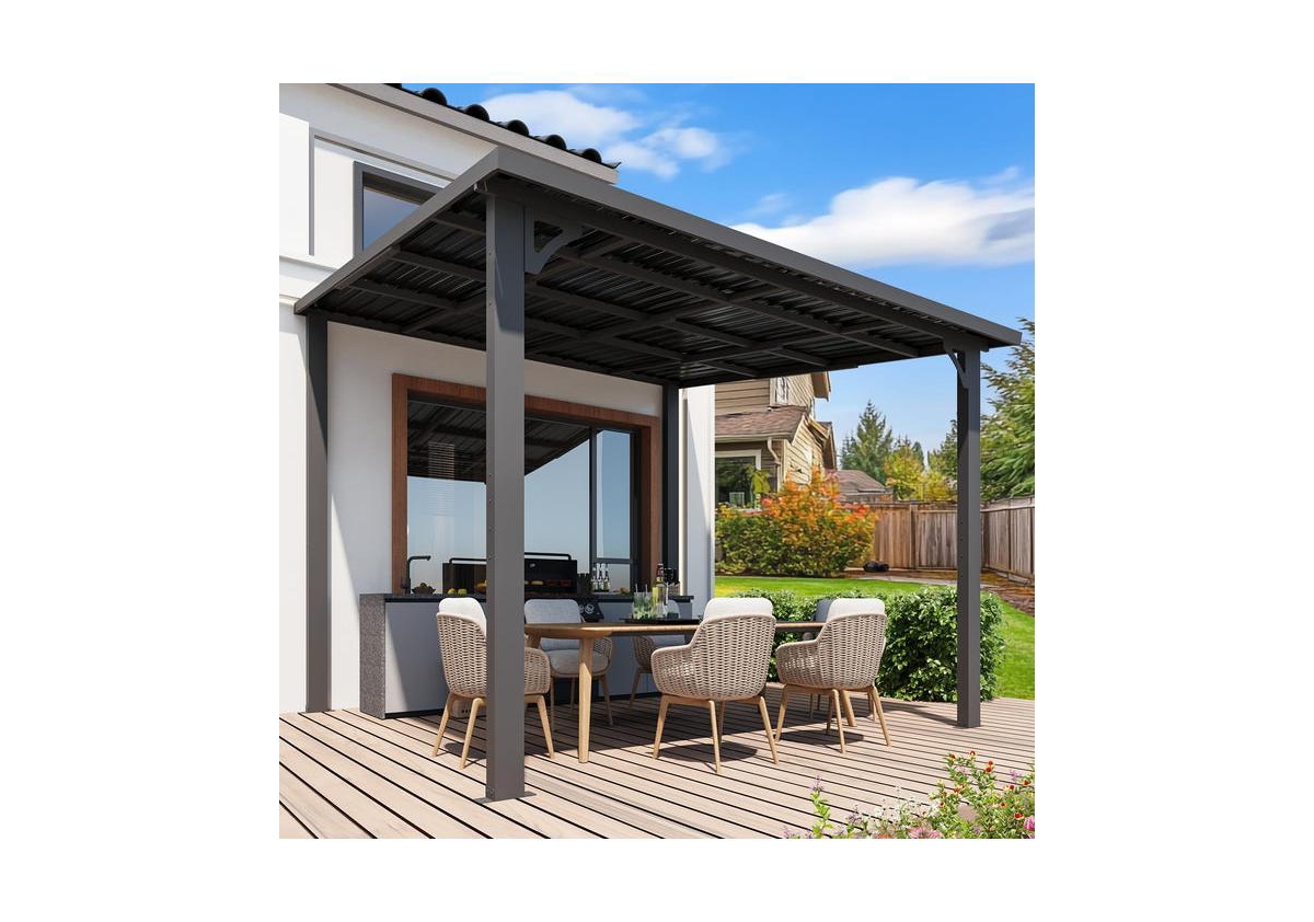 Aecojoy 10'X10' Hardtop Gazebo Outdoor Pergola Lean to Metal Pergolas