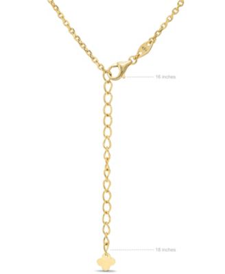 Mother of Pearl Clover Chain Necklace in 14K Gold, 16 in adj to 18 in, approx. 4.3gr