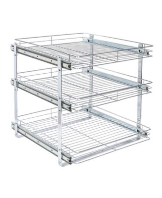 Household Essentials Glidez Multipurpose Pull-Out Storage Organizer, 3-Tier Design, Chrome