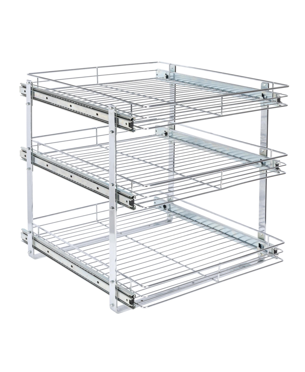Household Essentials Glidez Multipurpose Pull-Out Storage Organizer, 3-Tier Design, Chrome