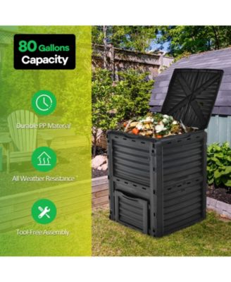 80-Gallon Outdoor Composter with Large Openable Lid and Bottom Exit Door