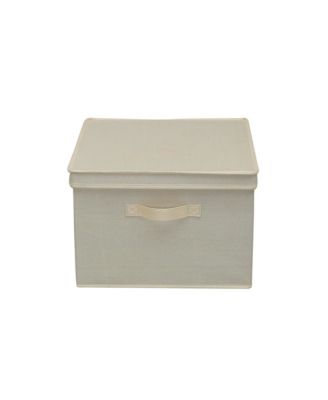 Square Storage Box With Lid, 15”x15”x10”, Cream Linen ( 2 Set)