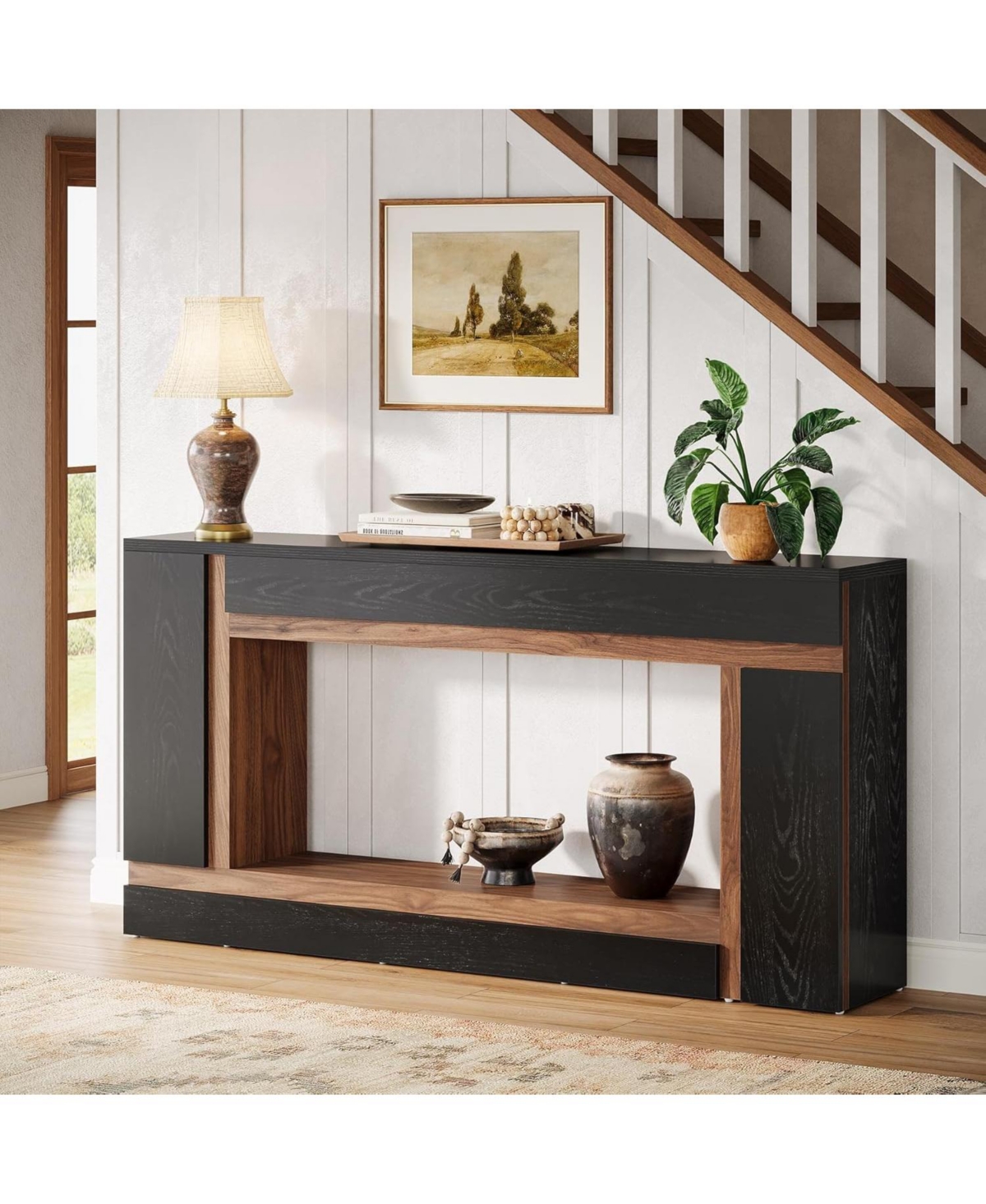 Tribesigns 63" Wooden Console Table – 2-Tier Narrow Rectangular Sofa Table for Entryway, Behind Couch