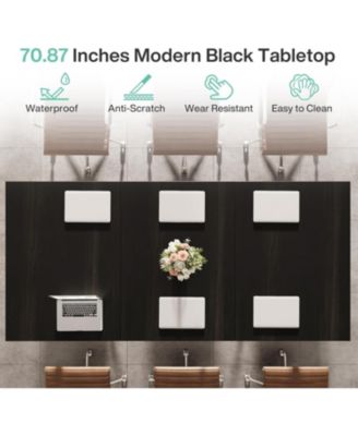 70.87" Conference Table, Rectangular Seminar Table Boardroom Desk for Office Meeting Conference Room