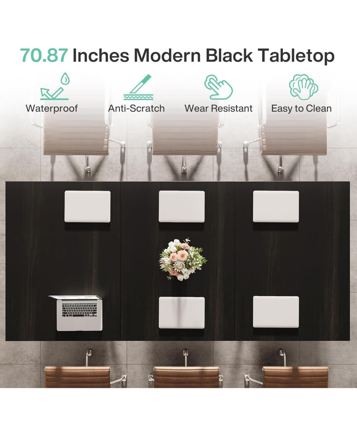 Tribesigns 70.87" Conference Table, Rectangular Seminar Table Boardroom Desk for Office Meeting Conference Room