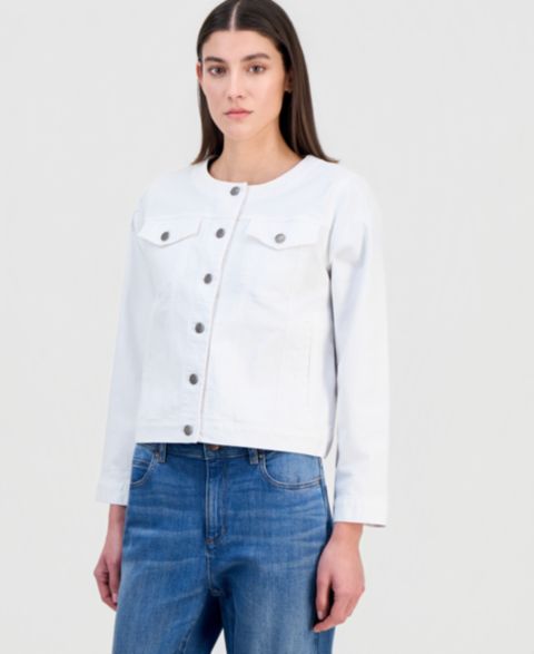 Женские куртки Eileen Fisher Petite Round-Neck Denim Jacket