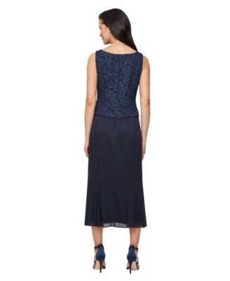 Women's Textured Jacquard Tea-Length Midi Jacket Dress