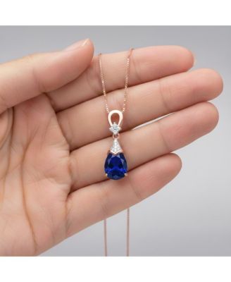 Women's Elegant 18K Rose Gold Plated Colored CZ Teardrop Necklace