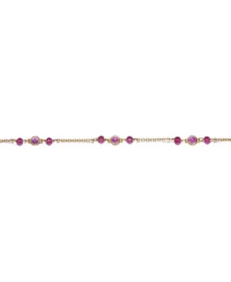 Kids Sterling Silver  14K Gold Plated Red Cubic Zirconia Bracelet
