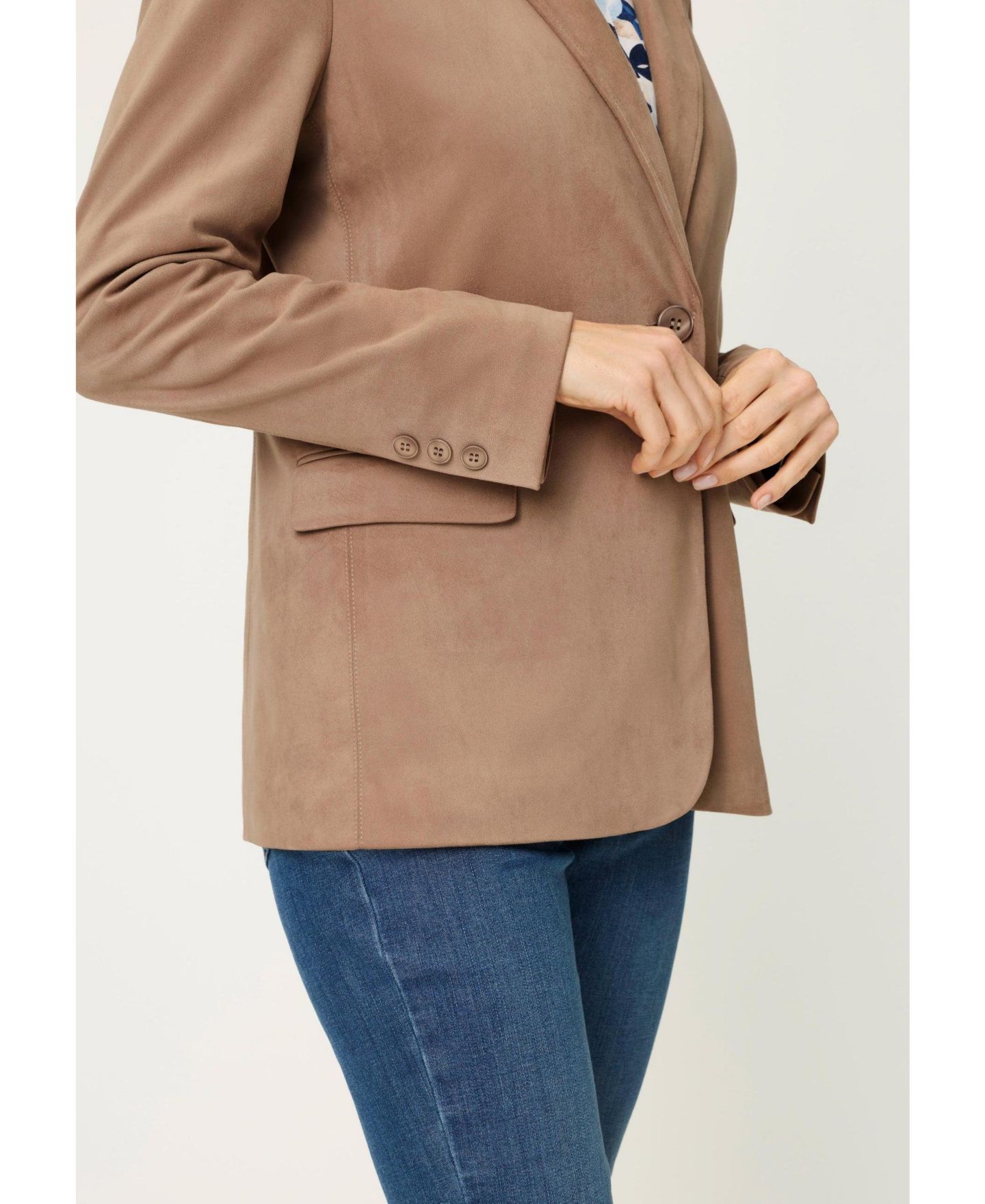 Женский пиджак Olsen Faux Suede Blazer, цвет: Светлый карамельный — фото 4