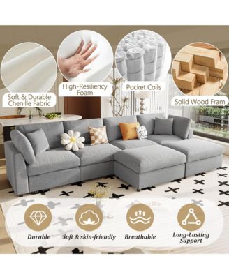 Modern Large U-Shape Sectional Sofa, 2 Large Chaise with Removable Ottomans for Living Room