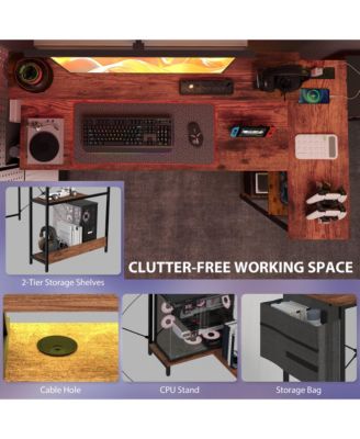 58" Reversible L Shaped Desk, Corner Computer Desk,