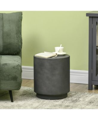 Accent Table with Concrete Finish, Round Side Table, Dark