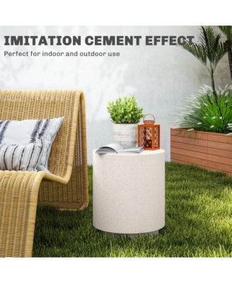 Accent Table with Concrete Finish, Round Side Table, Light