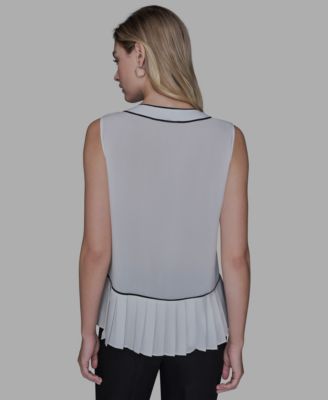 Women's Pleated Detail Sleeveless Top