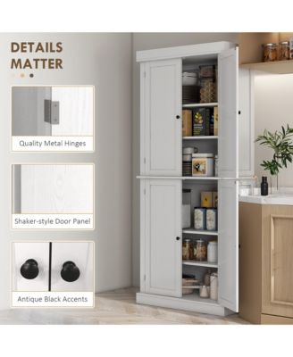 72&amp;#x22; Kitchen Pantry Storage Cabinet with 4 Doors, Wood Grain