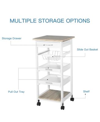 Mobile Rolling Kitchen Island Trolley Serving Cart w/ Under Drawer,