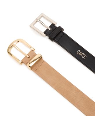 Women's Square and Wave Keeper Buckle 2-Pc Textured Belt