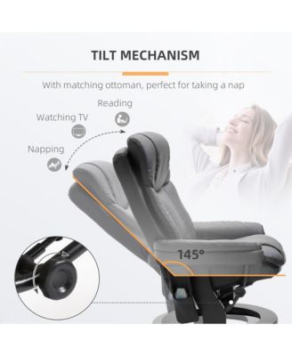 PU Leather Massage Recliner Chair W/ Footrest, 10 Vibration Points