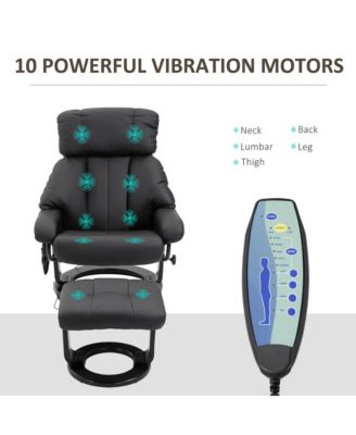 Massage Recliner Chair, Footrest, 360 Swivel Lounger w/ Ottoman,