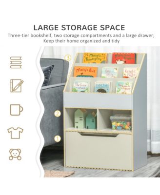 Kids Bookcase w/ Wheel Drawer for Books, Toys,