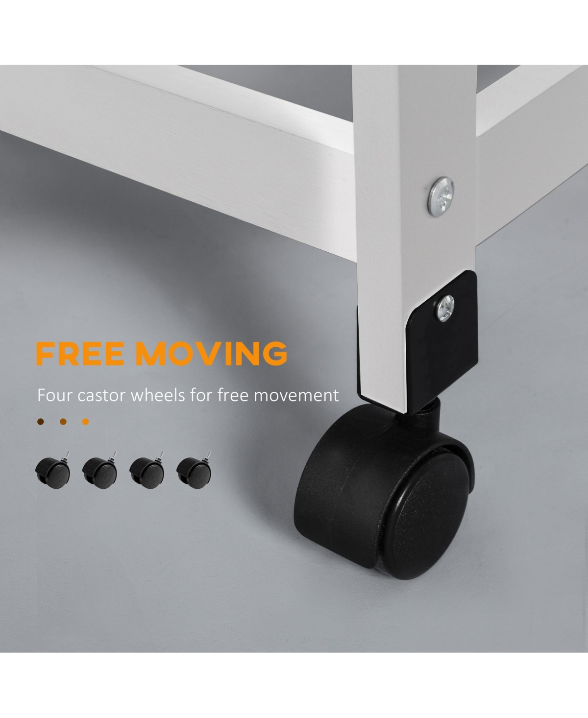 Homcom 32.25" Wood Rolling Kitchen Storage Cart on 360° Swivel Wheels, White