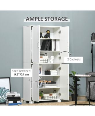 Rustic Style Storage Cupboard Bookcase Cabinet w/ 4 Shelves,