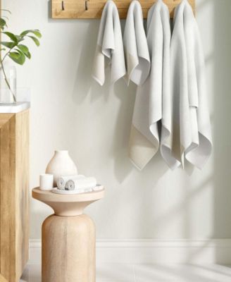 Cotton and Linen-Texture Border 4 Pack Bath Towel Set