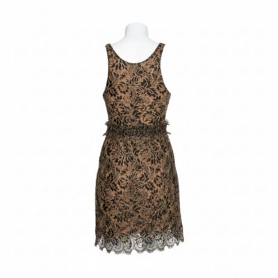 Black & Gold Lace Sleeveless Mini Dress