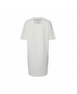 Off White Cotton Knit Oversized T-Shirt Dress
