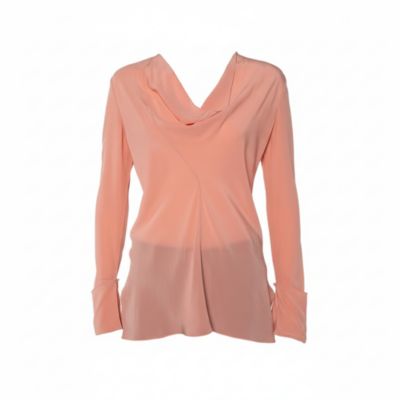Women's Silk Draped Neck Long Sleeve Top