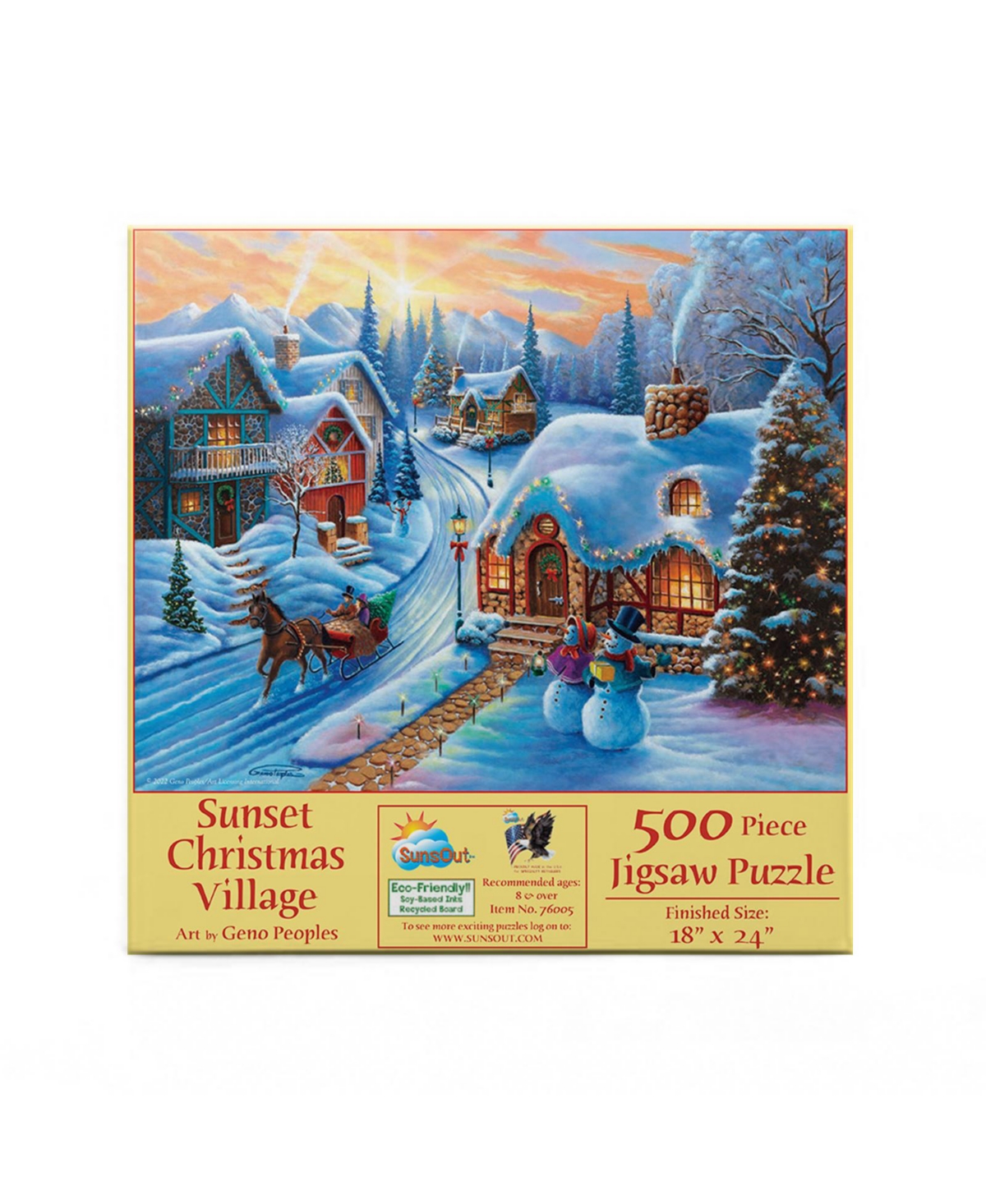 SunsOut Sunset Christmas Village 500 piece Jigsaw Puzzle for Adults