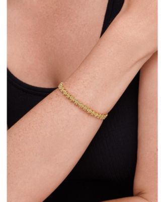 Daisy Flower Eternity Bangle Bracelet in Gold Plated Sterling Silver, Size Medium