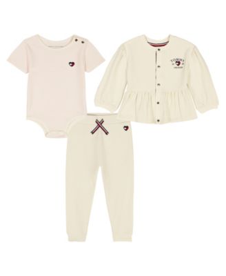 Baby Girls' Sweatshirt, Bodysuit, and Jogger Pants, 3-Piece Set