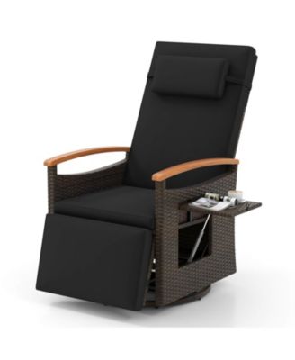 Outdoor 360° Swivel Rattan Recliner Chair Patio Wicker Chaise Lounge Chair