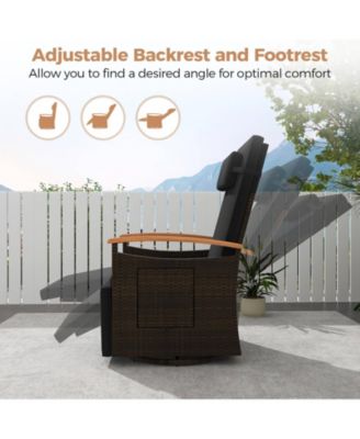 Outdoor 360° Swivel Rattan Recliner Chair Patio Wicker Chaise Lounge Chair
