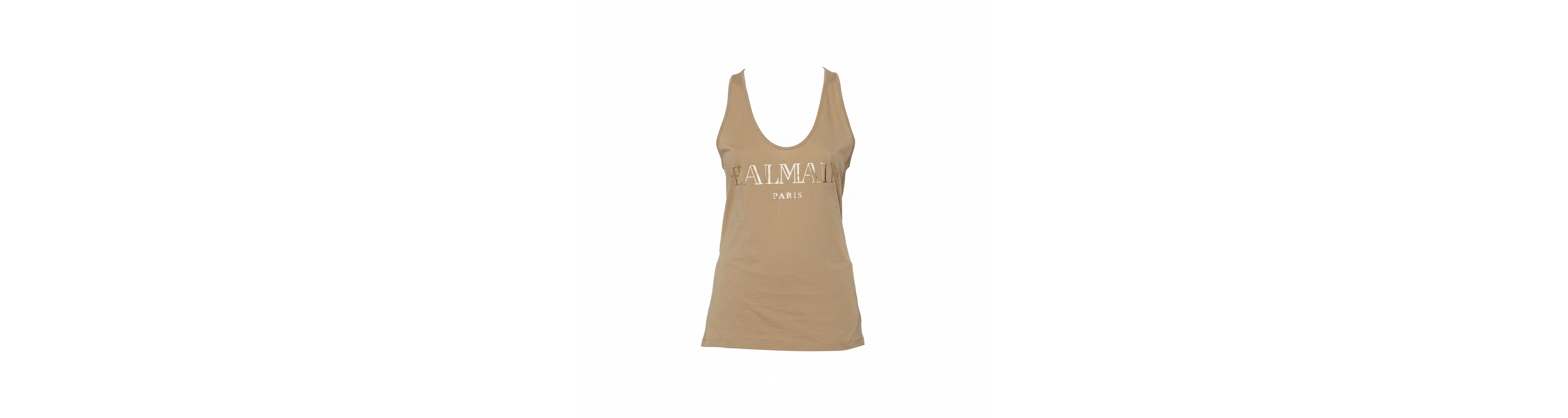Pre-Owned Balmain Women's Beige Cotton Logo Printed Tank Top