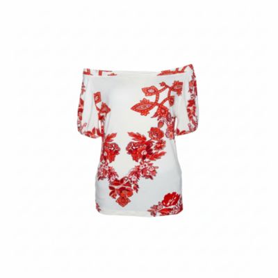 Women's Floral Print Off Shoulder Top
