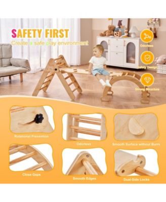 Pikler Triangle 5-in-1 Wooden Toddler Climbing Set Indoor Gym