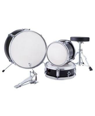 Kids Drum Set 3-Piece 14" Beginner Kit with Throne Pedal Sticks Black