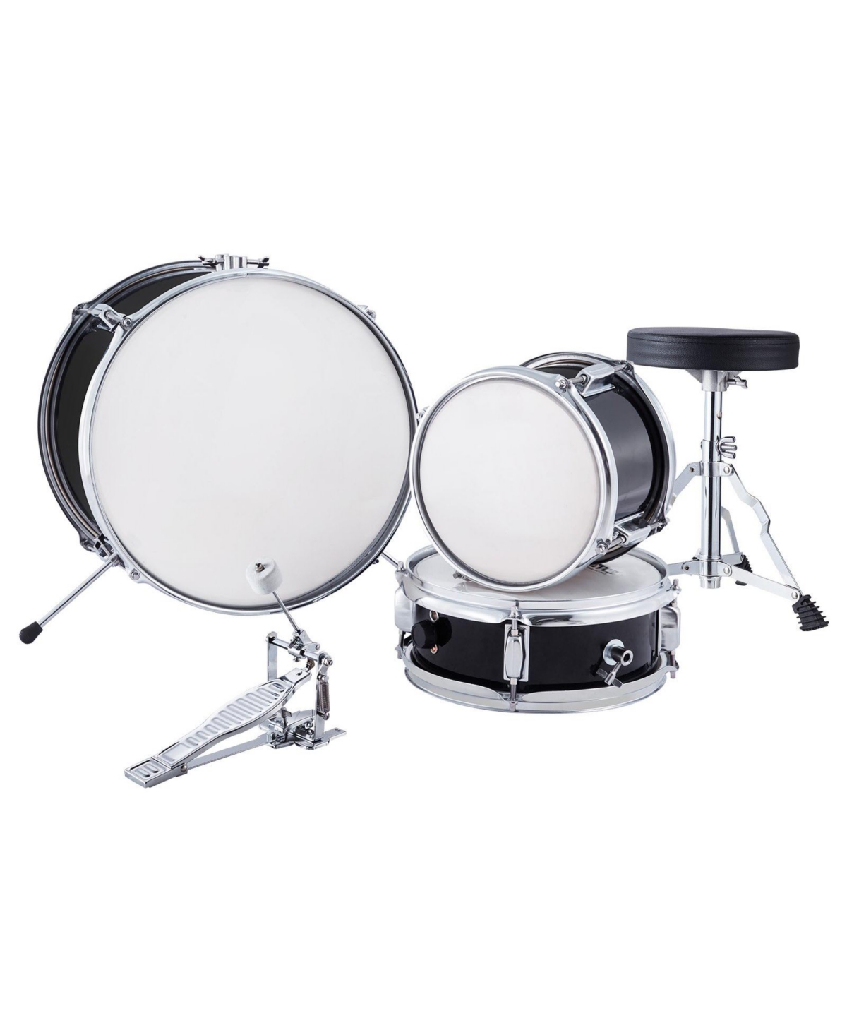 Sugift Kids Drum Set 3-Piece 14" Beginner Kit with Throne Pedal Sticks Black