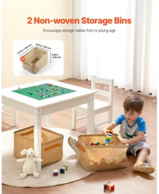 Kids Activity Table with 2 Chairs and Double-Sided Block Top