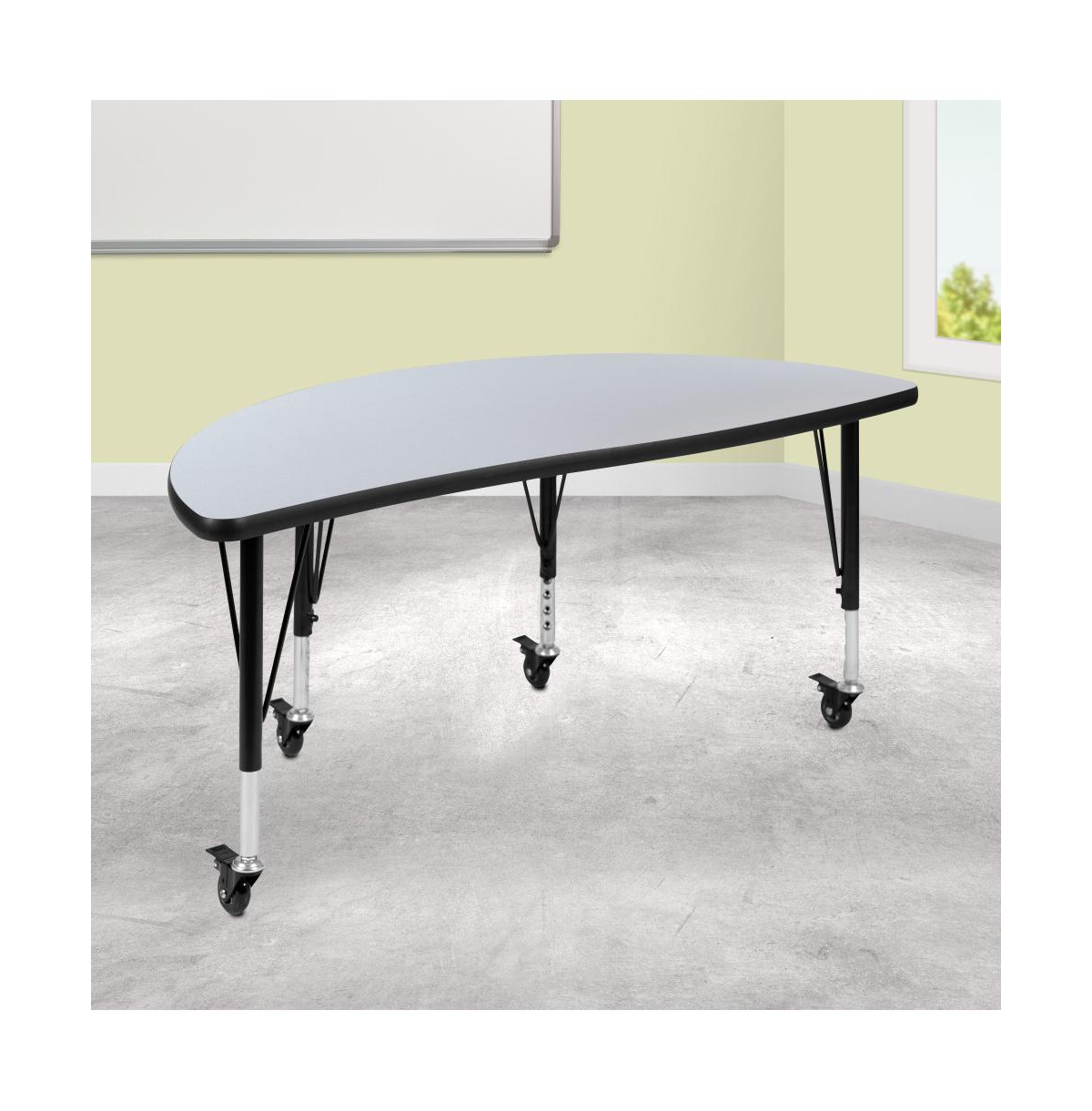 Mobile 47.5" Half Circle Wave Flexible Collaborative Kids Adjustable Activity Table