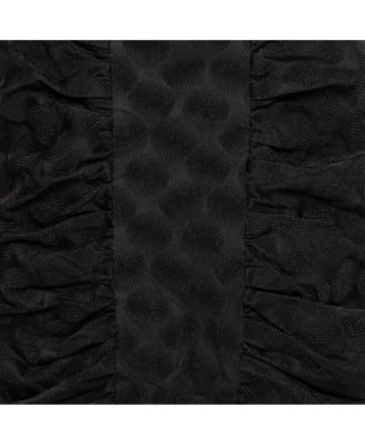 Women's Black Jacquard Draped Detail Pencil Skirt