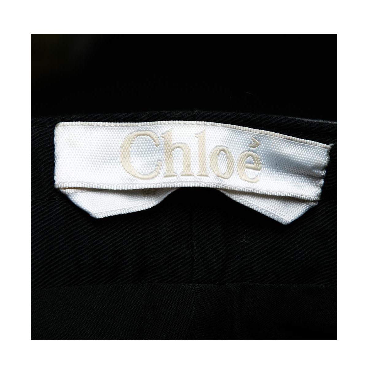 Pre-Owned Chloe Women's Pre-Owned Chloé Black Leather & Nubuck Paneled Cropped Biker Pants