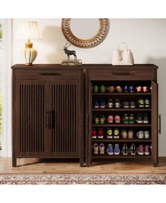 Shoe Storage Cabinet with Doors and Top Drawer