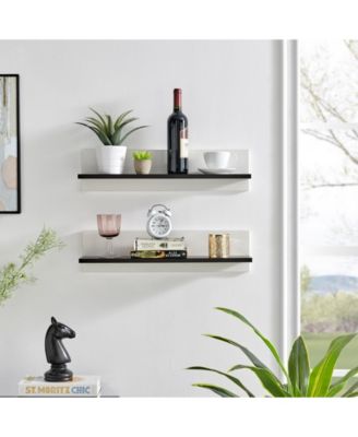 Repose Display Photo Ledge Shelf Set of 2 - White/Dark Walnut