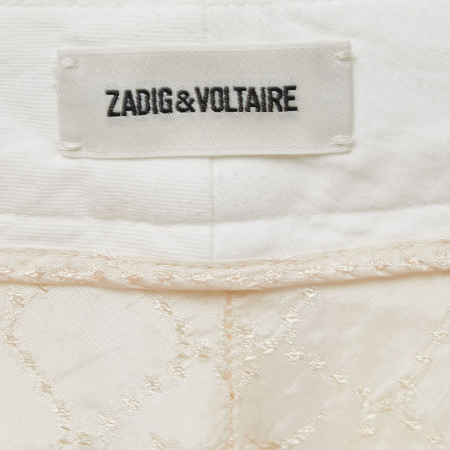 Women's White Cotton Blend Trousers