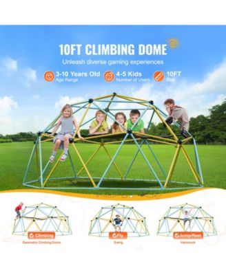 10FT Kids Climbing Dome with Hammock and Swing 750 LB Capacity
