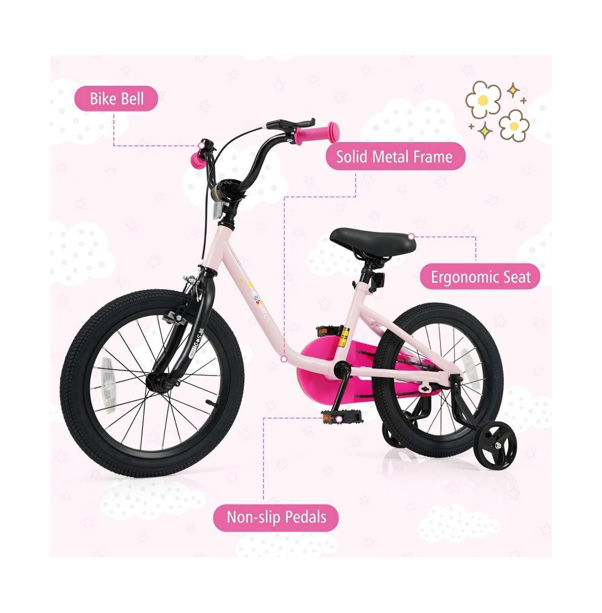 Hongge 16 Inch Kids Bike with Training Wheels for Ages 3–7